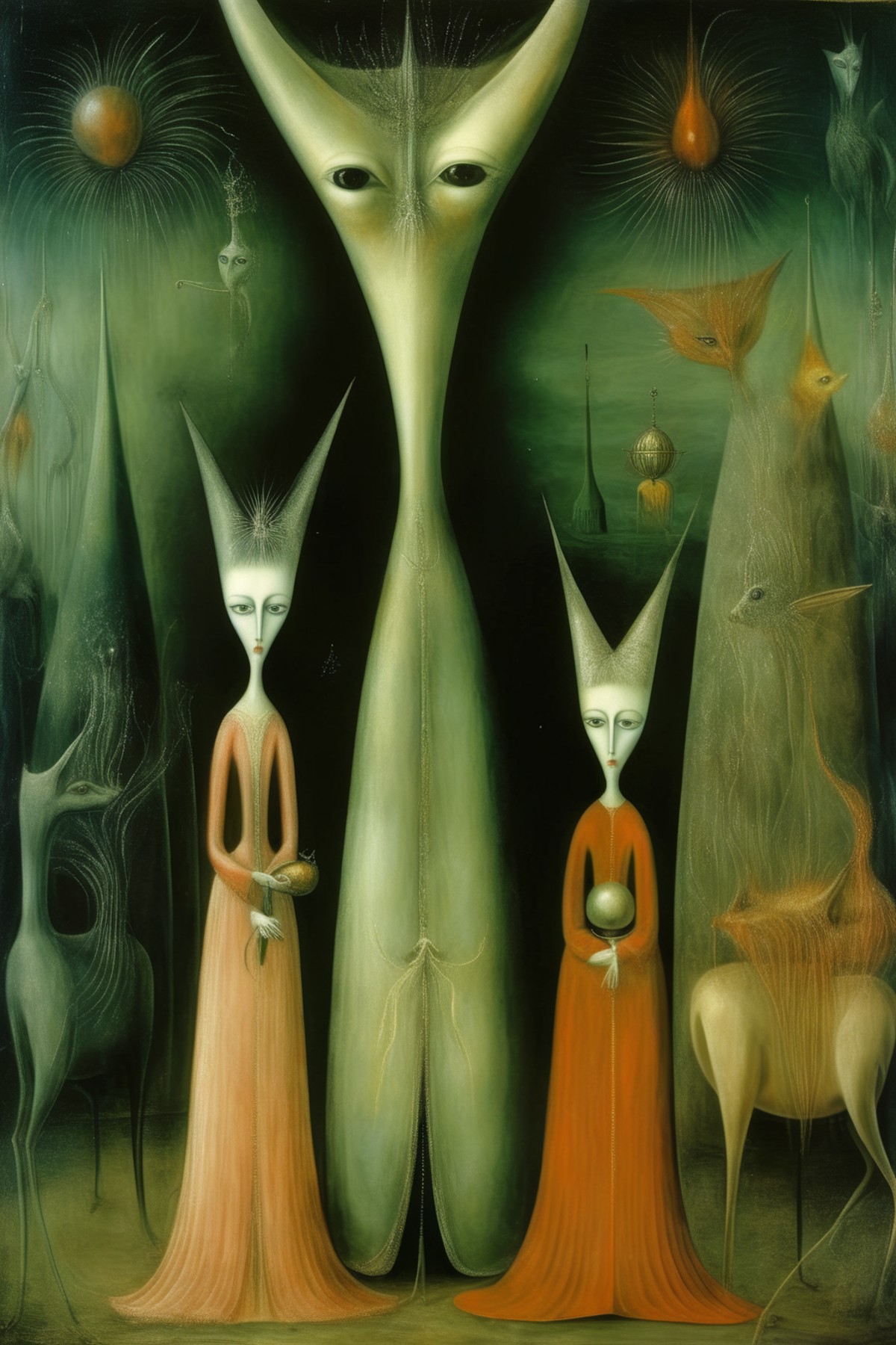 <lora:Leonora Carrington Style:1>Leonora Carrington Style - her name is like perfume poured out and her nose never deterio...